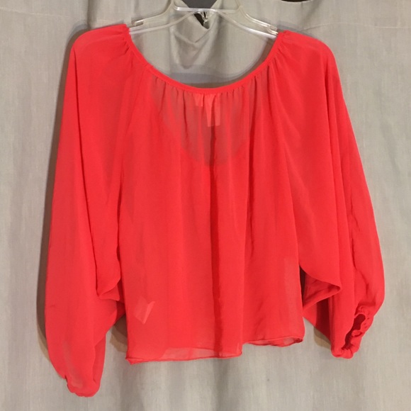 Tantrum Apparel Pink Long Sleeve cropped Top Sz M - Picture 6 of 8